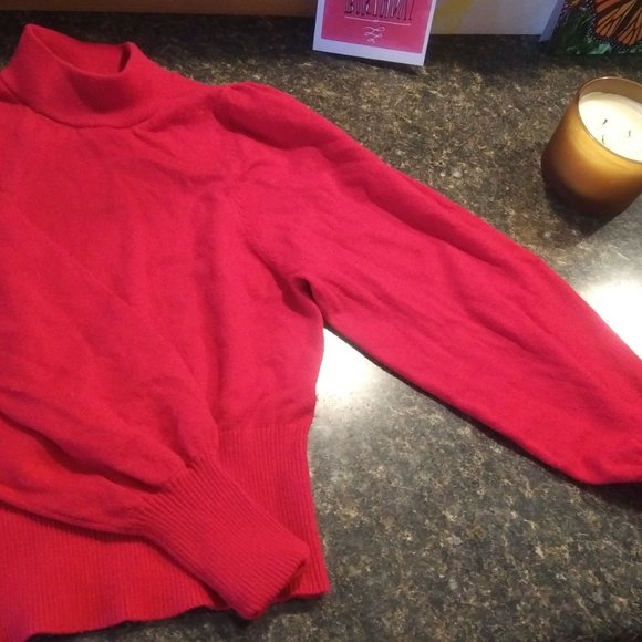 Express red puff sleeve sweater - Picture 3 of 3